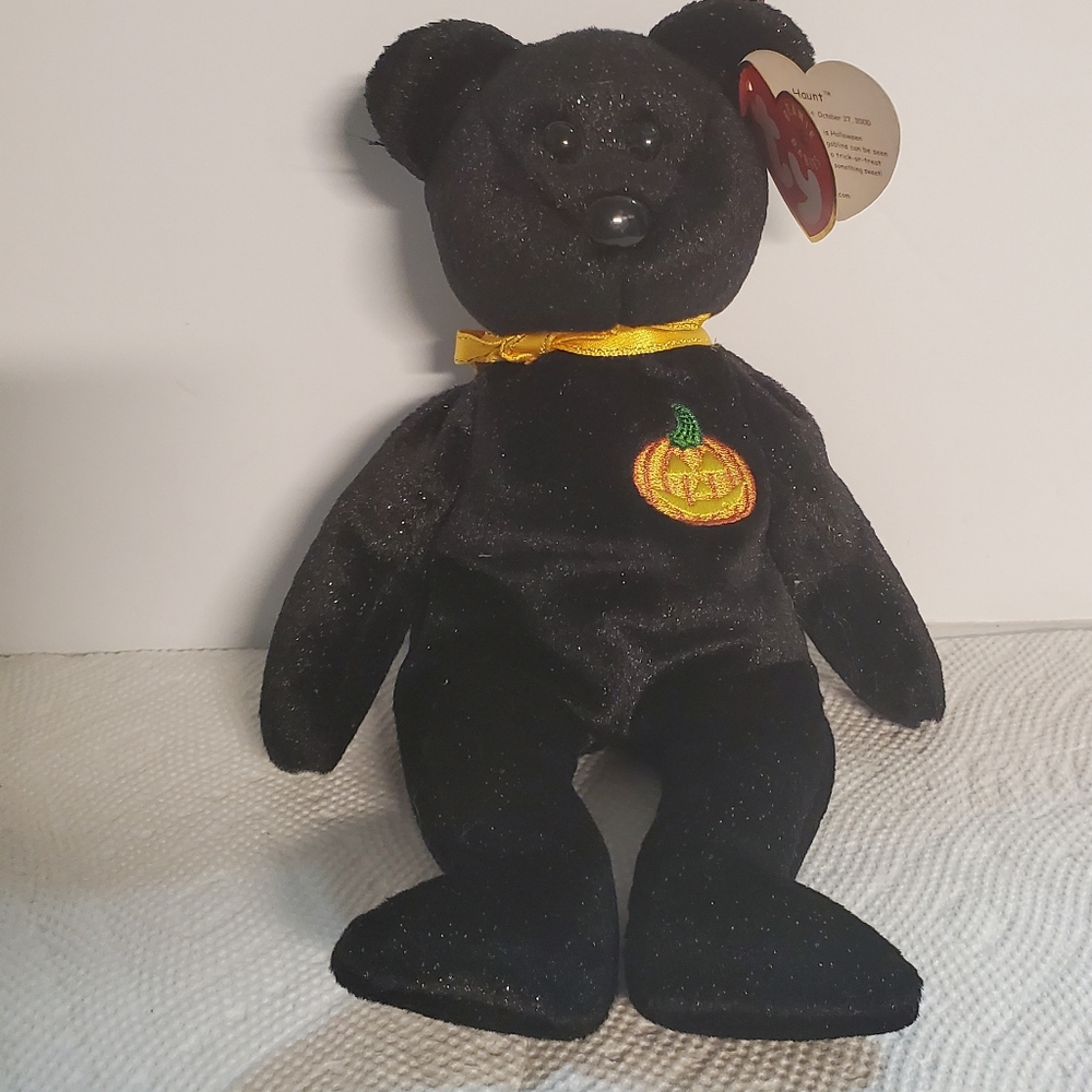 Ty Beanie Baby Haunt Black Bear Halloween Plush